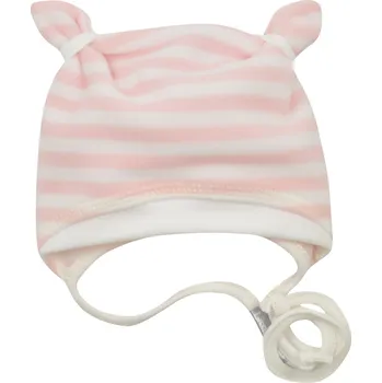 Kojenecká čepice růžová fleecová čepička s oušky