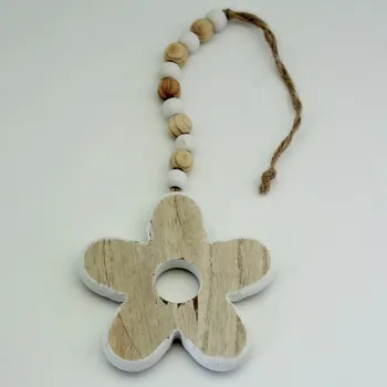 Velikonoční dekorace Květinka závěs dřevo pr.8,5cm/30cmcm natural (HHI-W61155SB)