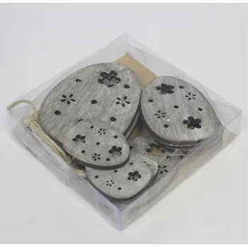 Zahradní dekorace Vajíčka DIY kazeta dřevo/motouz 12ks mix (HDN-170161N.W)