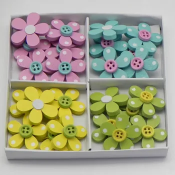 Zahradní dekorace Květinky lepítko dřevo S/24 mix (HEB-6292-2)