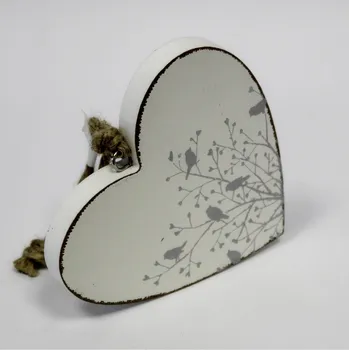 Srdce závěs dřevo 12cm bílá (HCK-15674S)