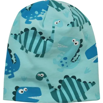 Čepice tyrkysová oboustranná trpasličí čepice s dinosaury