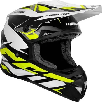 Motodoplněk Cassida Cross Cup TWO bílá žlutá fluo černá šedá krosová helma, přilba na motorku L