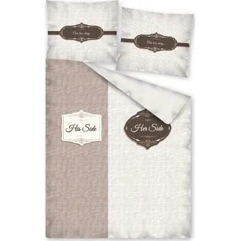 Povlečení Detexpol His and Her side bavlna 140 x 200, 70 x 80 cm zipový uzávěr