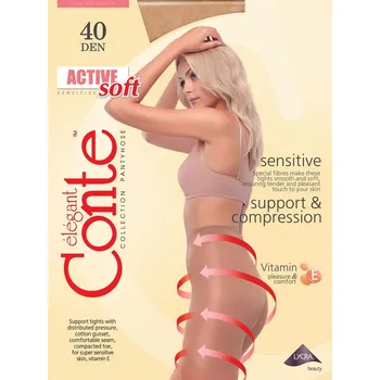 Dámské punčochy Conte Active Soft 40 • 4-L • černá • punčochové kalhoty 40 DEN