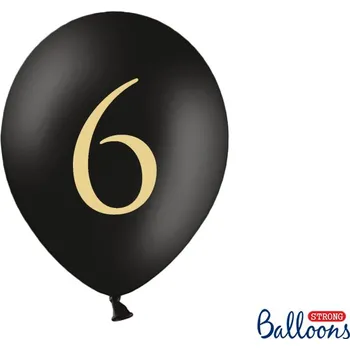 Narozeninový balonek černý - číslo 6 - 5 ks