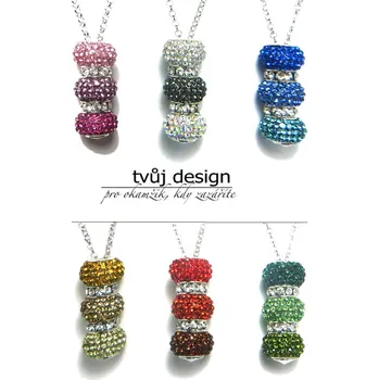 Náhrdelník Řetízek s přívěskem pěti korálků TOPBEADS 6 barev