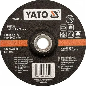 Sada nářadí YATO Kotouč na kov 125 x 22 x 2,5 mm vypouklý, YT-6116