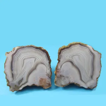 Přírodní kámen Achát z Maroka 2ks 66x68mm