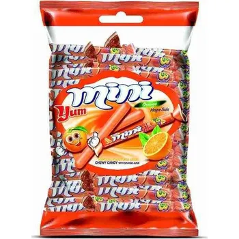 Cukrovinka MINI YUM ovocné karamely tyčky 700g POMERANČ (ovocné karamely - tyčky 8 cm / balení cca 100 ks)