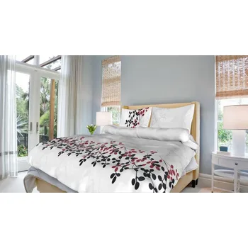 Povlečení Smolka bavlna povlečení Květa červená 200x220 2x70x90