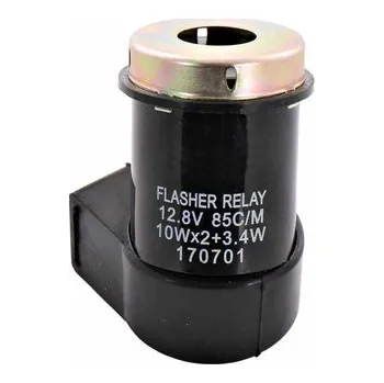 Elektroinstalace pro motocykl přerušovač - relé blikačů 12V 2X10W+3,4W - kulatý - konektor 3 pin se zvukovou signalizací