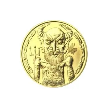 Čert a Mikuláš 25 mm zlato b.k.
