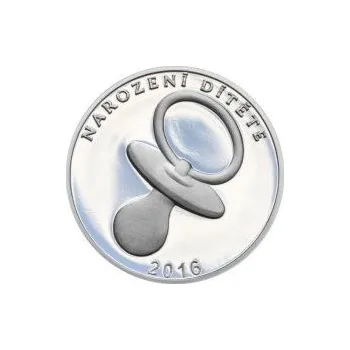 Stříbrný medailon k narození dítěte 2016 - 28 mm