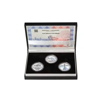 PRVNÍ DÁLKOVÝ LET JANA KAŠPARA – návrhy mince 200 Kč - sada 3x stříbro 34mm patina