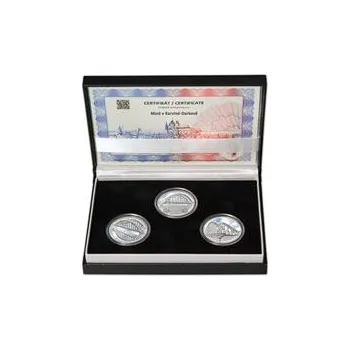 MOST V KARVINÉ-DARKOVĚ – návrhy mince 5000 Kč sada 3x stříbro 28 mm b.k.