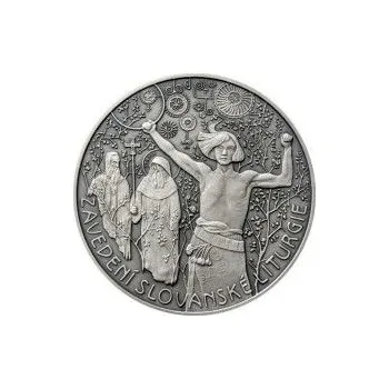 Zavedení slovanské liturgie 50 mm stříbro patina