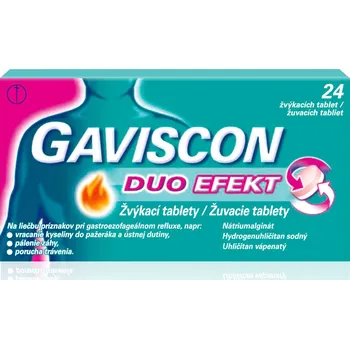Lék proti pálení žáhy Gaviscon Duo Efekt 24 tbl.