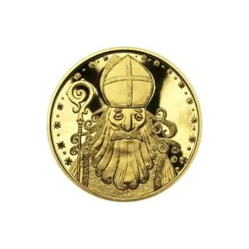 Čert a Mikuláš 25 mm zlato Proof
