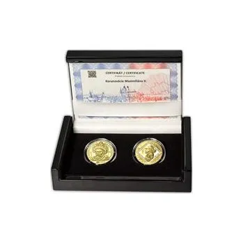Korunovácia Maximiliána II. - návrhy mince 100 € sada Au medailí 1 Oz b.k.