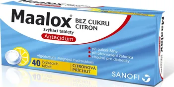 Lék proti pálení žáhy Maalox bez cukru Citron 40 tbl.