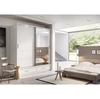 Šatní skříň Lenart Šatní skříň s Led osvětlením Arti 05 (200) - bílý mat