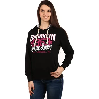 Dámská mikina Glara Dámská bavlněná mikina s potiskem Brooklyn a kapucí 135175