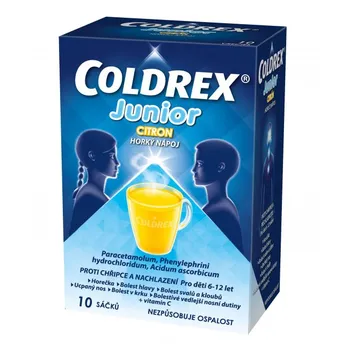 Lék na kašel, rýmu a nachlazení Coldrex Junior Citron 10 sáčků