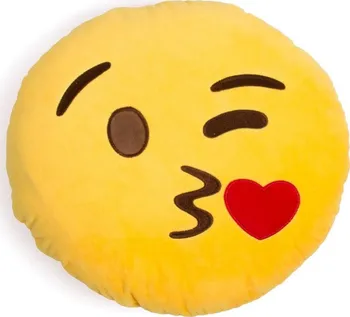 Dekorativní polštářek Aldotrade Emoji Kiss polštář smajlík 35 x 35 cm