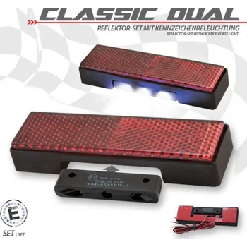 Osvětlení pro motocykl SET červená odrazka + osvit SPZ na motorku, homologace