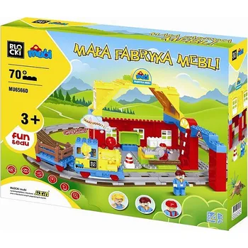 ostatní stavebnice Blocki Mubi vláček továrna na nábytek 70 dílů