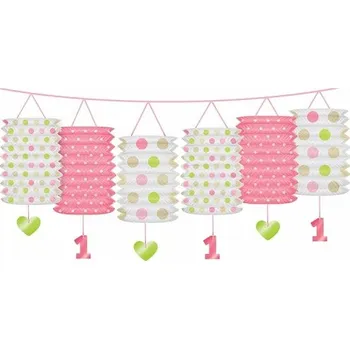 Partydeco Zahradní lampiony 1 rok růžová 360 cm Party dekorace Partydeco Zahradní lampiony 1 rok růžová 360 cm