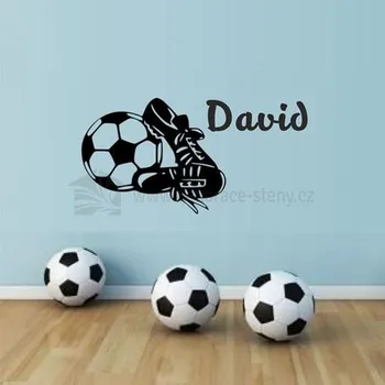 Samolepící dekorace Dekorace-steny.cz - Samolepky na zeď - Fotbalový míč a kopačky, 20 x 40 cm - 821