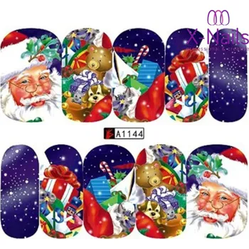 Umělé nehty X-NAILS barevné vánoční vodolepky na nehty - SANTA CLAUS (Vánoční obtisky na nehty A1144)