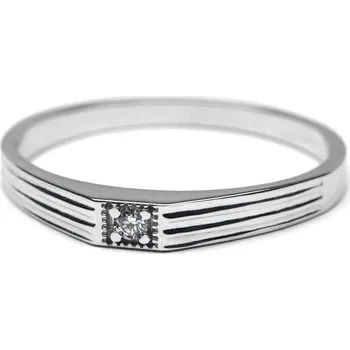 Prsten Klenoty Budín Zásnubní prsten z bílého zlata s diamantem a gravírováním J-28234-17 (Klenoty Budín Zásnubní prsten z bílého zlata s diamantem a gravírováním J-28234-17)