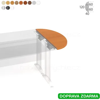 Psací stůl CP 120 Hobis Cross - Stůl přídavný 120 x 40 půlelipsa