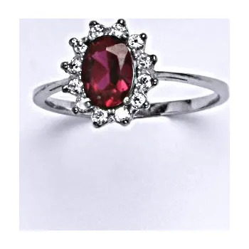 Prsten Stříbrný prsten Kate, zirkon rubín, čiré zirkony, T 1480