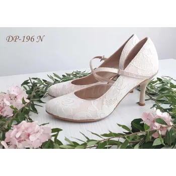 Dámské lodičky Saténové lodičky potažené krajkou - světle růžové Velikost obuvi: 34