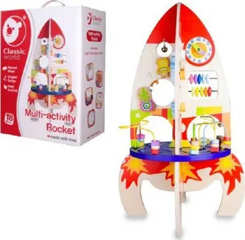 Hračka pro nejmenší Teddies hrací stůl dřevo edukační raketa