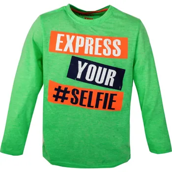 Pánské tričko PRIMARK Zelené tričko s potiskem, dlouhý rukáv Velikost: 128