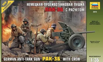 Plastikový model Zvezda German Anti-Tank Gun PAK-36 with Crew 1:35