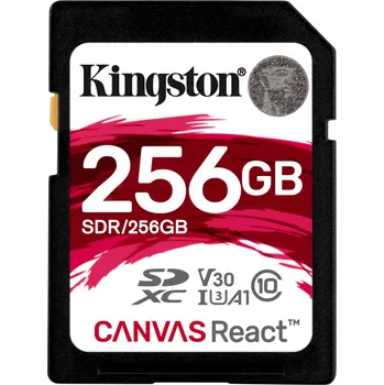 Paměťová karta Kingston Canvas React SDXC 256 GB Class 10 UHS-I U3 V30 A1 (SDR/256GB)