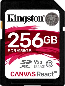 Paměťová karta Kingston Canvas React SDXC 256 GB Class 10 UHS-I U3 V30 A1 (SDR/256GB)