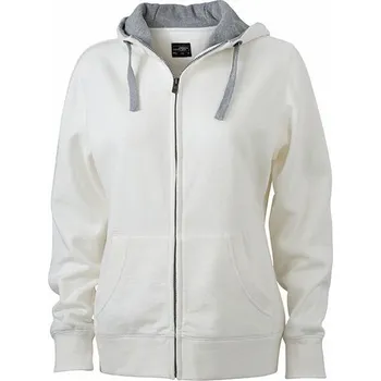 Dámská mikina Daiber Dámská mikina s kapucí Lifestyle Zip Hoody JN962 Barva: Bílá základní - Šedá vřesová, Velikost: XXL