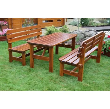 Zahradní sestava Zahradní nábytek z masivu THEOR I (Sestava stůl + 2x lavice)