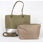 Zelenohnědá (khaki) kabelka na rameno + kabelka etue David Jones CM3771