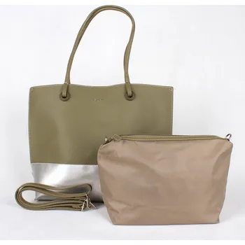 Zelenohnědá (khaki) kabelka na rameno + kabelka etue David Jones CM3771
