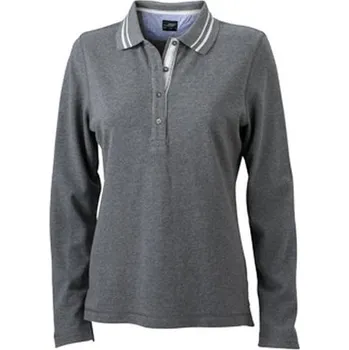 Dámská košile Daiber Dámská polokošile Polo Long-Sleeved JN967 Barva: Šedý melír - Bílá základní, Velikost: L