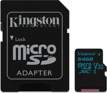 Paměťová karta Kingston Canvas Go microSDXC 64 GB UHS-I V30 + SD adaptér (SDCG2/64GB)