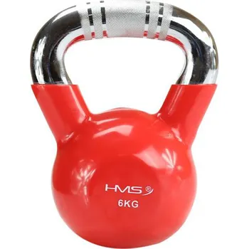 HMS KTC červený kettlebell s chromovaným úchopem